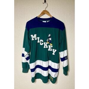 VTG Mickey & Co Rugby Hockey Shirt Mens Medium Long Sleeve Pullover Embroidered